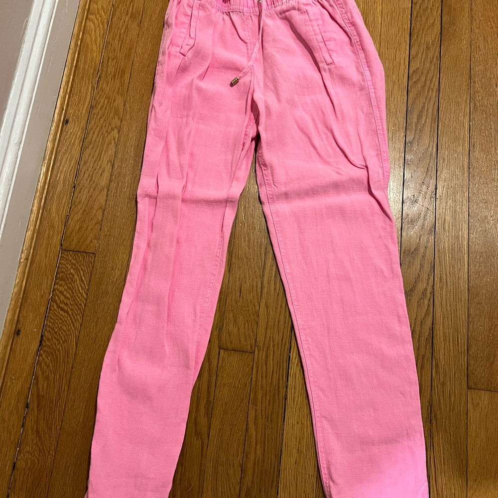 Lilly Pulitzer 100% Linen Bright Pink Casual Pants